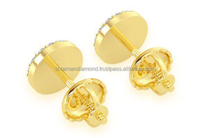 ต่างหูเพชรโมอิสซาไนต์ทรงกลมแบบคลัสเตอร์ ชุบทอง น้ำหนัก 6.33 กรัม ประดับเพชร 1.64 กะรัต สี D คุณภาพ VVS สำหรับเครื่องประดับแฟชั่น - Product Image 4