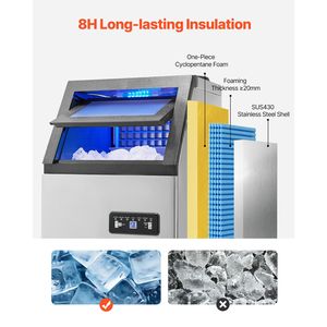 Macchina per il ghiaccio commerciale da 36 cubetti, produzione in 15 minuti, autoportante, capacità di stoccaggio 28 libbre, funzionamento 24 ore su 24, capacità totale 120 libbre - Product Image 5