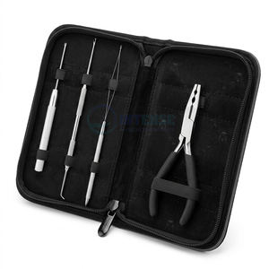 Hair Extension Installation Tool Kit Professional Beading Tool <b>Set</b> with Loop Needle Puller Hook <b>Pliers</b> Micro Tip Hair Extensions - Product Image 2