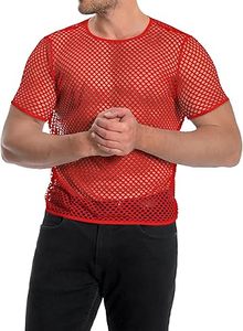 Débardeur sexy transparent en résille pour homme, idéal pour l'entraînement musculaire, t-shirt en maille transparente, coupe ajustée, manches courtes, été - Product Image 2