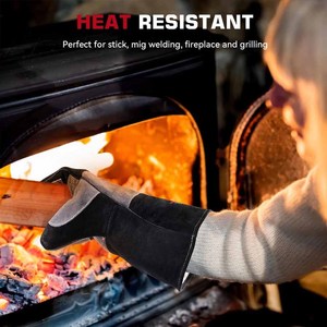 Premium Quality Cowhide Split Leather Reinforced Welding <b>Gloves</b> Long Cuff Heavy Duty Firefighting Construction Bbq <b>Gloves</b> - Product Image 6