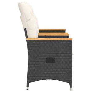 Canapé de jardin inclinable 2 places en rotin PE noir - Product Image 5