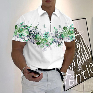 Polo zippé pour homme d'été, chemise à col imprimé 3D, mode décontractée, streetwear pour homme - Product Image 2