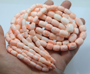 Perles tubulaires en corail rose naturel japonais, authentiques pierres précieuses en corail, perles en vrac pour colliers et bijoux - Product Image 1