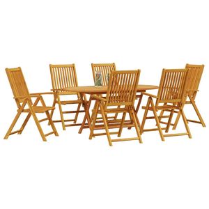 Juego de comedor de jardín plegable de madera maciza de acacia marrón de 7 piezas - Product Image 3