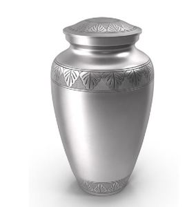 Silver Aluminum Modern Customized Cremation Urn Keepsake <b>Vase</b> with Leaf Pattern Decorative <b>Memorial</b> Jar for Adult Ashes - Product Image 5