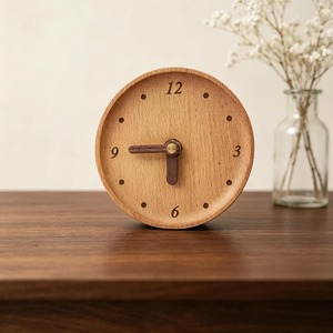 Reloj de Escritorio/Mesa Circular Rústico Moderno de Madera Natural Hecho a Mano, Movimiento Analógico de Cuarzo Electrónico, Funcionamiento Silencioso, Táctil - Product Image 2