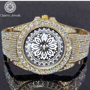 Charm_Jewels Luxury Women's Yellow Gold Diamond <b>Watch</b> Round Analog Quartz 40mm Sapphire Crystal Butterfly Clasp - Product Image 1