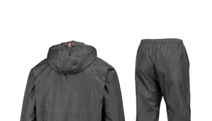 Men's Waterproof Hooded <b>Rain</b> Suit Lightweight Polyester Full Length <b>Jacket</b> and Pants Casual Solid Color Spring Outfit - Product Image 4