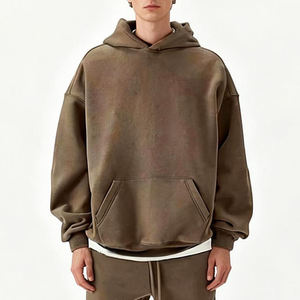 Sudadera con Capucha de Corte Cuadrado para Hombre, Personalizada, de Algodón Grueso, Fabricante OEM de Marca Privada - Product Image 1