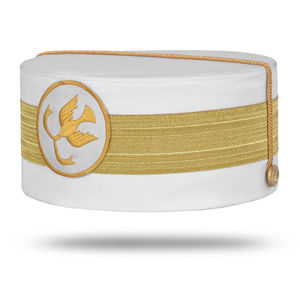 Gorro Blanco de Rito Escocés de Alta Calidad, Gorro Masónico de 33 Grados, Gorro Ceremonial con Bordado a Mano - Product Image 3