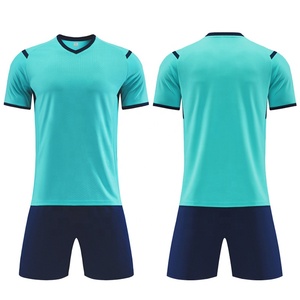 Ensemble de maillot de football pour homme, col en V, turquoise, manches courtes, respirant, polyester, évacuation de l'humidité, toutes saisons, séchage rapide, 2027 - Product Image 1
