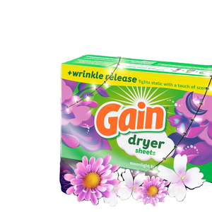 แผ่นดรายผ้า Gain Plus Wrinkle Release กลิ่น Moonlight Breeze 120 แผ่น ช่วยลดไฟฟ้าสถิตพร้อมกลิ่นหอมอ่อนๆ สำหรับซักผ้า - Product Image 4