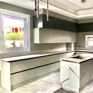 Meubles de cuisine en bois de pin sur mesure Berfa, style moderne et luxueux, ensemble modulaire, plan de travail en marbre, facile à nettoyer, pour maison, villa, appartement - Product Image 4