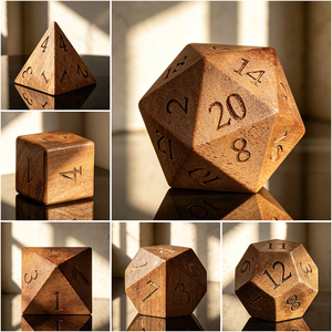 Juego de Dados de Madera Natural para DND, Dados Poliédricos Grabados con Números de Madera Natural para Juegos de Rol de Mesa como Dungeons and Dragons - Product Image 2