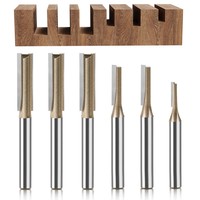 4pcs 1/4 Shank 6,8,10,12mm Carbide Tipped Double Flute Milling Cutter Grooving Trim Bit Straight Router Bit