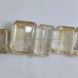 หินควอตซ์เจียระไนเป็นรูปสี่เหลี่ยมจัตุรัสสีทองพร้อมเข็ม | พลอยควอทซ์เจียระไนสำหรับการทำเครื่องประดับแบบทำเอง - Product Image 4