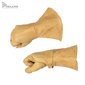 Guantes de Cuero Vintage al por Mayor OEM, Guantes de Trabajo con Puño Largo y Logotipo Personalizado para Hombre, Resistentes al Viento, de Cuero Desgastado - Product Image 4