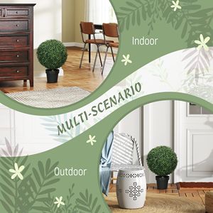 Set di 2 Alberi Artificiali in Legno da 23,6 Pollici, Piante Finte di Bosso in Vaso per Interni ed Esterni, per Halloween - Product Image 5