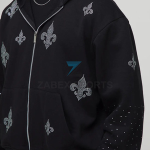 Sweat-shirt pour homme avec strass, design personnalisé, fournisseur de sweats à capuche personnalisés avec strass pour homme, mode haut de gamme - Product Image 2