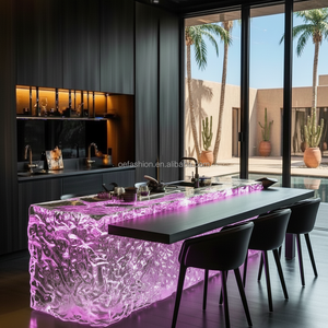 <span class=keywords><strong>ONLYONE</strong></span> - Isla de Cocina Ovalada Moderna y Ecológica de Resina Acrílica Luminosa con Efecto de Agua LED, Diseño de Lujo, Garantía de 5 Años - Product Image 5