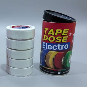 เทปโดเซส อิเล็กโทร – เทปพันสายไฟสีขาวคุณภาพพรีเมียม บรรจุในกล่องทรงกระบอก แต่ละกล่องมีเทปพันสายไฟคุณภาพสูง 5 ม้วน - Product Image 1