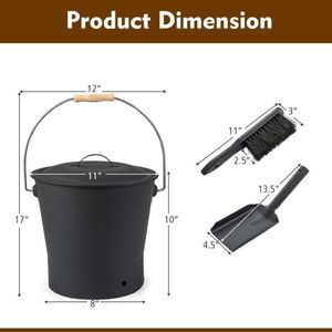 Secchio per cenere da interno ed esterno con coperchio per set e accessori per caminetto - Product Image 5
