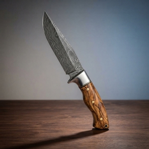 Cuchillo de Caza Artesanal de Acero de Damasco Forjado con Hoja Fija y Mango de Madera para Supervivencia al Aire Libre, Bushcraft y Bricolaje (DIY) - OEM - Product Image 4