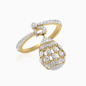 แหวนทองคำขาวประดับเพชรทรงดอกไม้สำหรับผู้หญิง สไตล์หมั้น - Product Image 1