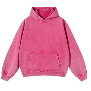 Sudadera con Capucha Extra Grande, Color Rosa Sólido, Felpa de Algodón, con Bolsillo, Estilo Casual, para Otoño, Unisex, Corte Regular - Product Image 1