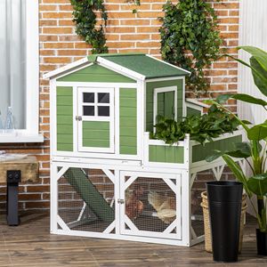 Pollaio in legno da 49 pollici con cassetta nido e tetto in asfalto verde - Ideale per allevamenti di polli e conigli, tipo A, gabbie per animali - Product Image 2