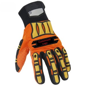 Gants de travail anti-coupure orange et noir avec revêtement de paume à pois, résistants aux chocs, avec doublure en Kevlar, niveau de protection anti-coupure ANSI/ISEA 6, sangle de poignet - Product Image 3