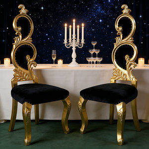 Chaises de trône modernes, durables, écologiques, blanches et noires, en cuir/tissu fait main, pour la location de mariages, salon, villa - Product Image 2