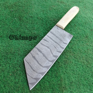Haute qualité damas acier pleine Tang cuisine couperet Chef couteau forgé à la main couteau de boucher chameau os poignée viande légumes - Product Image 4
