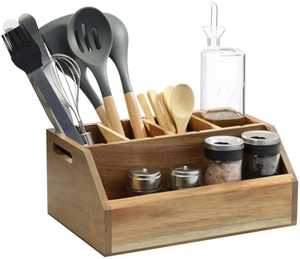 Round Metal Cutlery Holder 4 Compartment Utensil Organizer Kitchen Countertop Spoon Fork Knife <b>Storage</b> Bucket Stand - Product Image 6