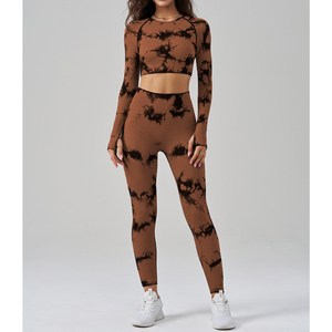 Wholesale Women's High Quality Custom Two-Piece <b>Tie</b>-<b>Dye</b> Gym Wear Fitness Yoga <b>Set</b> Wholesale Long-Sleeve for Gym - Product Image 5