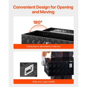 Heavy Duty Aluminum Truck Bed <b>Tool</b> <b>Box</b> with Striped Side Handle Lock Keys Storage Chest Organizer - Product Image 6