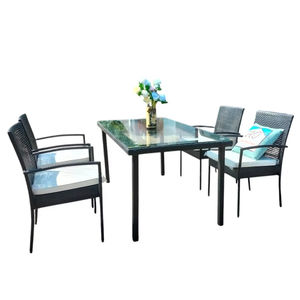 PRCF-025 Modern Handwoven Poly Rattan Dining Set <b>Outdoor</b> Garden <b>Furniture</b> - Product Image 1