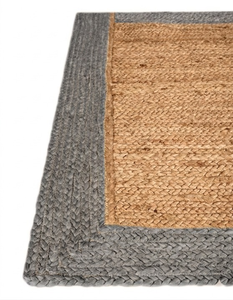 Handmade Gray Border Jute <b>Round</b> Rug Woven Natural Fiber Floor <b>Carpet</b> for Farmhouse Boho Rustic Home Decoration - Product Image 4