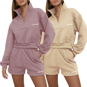 Conjuntos Cortos de 2 Piezas para Mujer, Diseño Sólido por Encima de la Rodilla, Transpirables, de Poliéster/Algodón, Estilo Urbano, Precio Bajo, Hechos a Medida, Gran Venta - Product Image 5