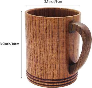 แก้วเบียร์ทรงกระบอกไม้และแก้วกาแฟ/ชาพร้อมหูจับ 300 มล. เป็นมิตรกับสิ่งแวดล้อม ปลอดภัยสำหรับเครื่องล้างจาน - Product Image 5