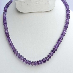 Cuentas sueltas de piedras preciosas Rondelle facetadas de amatista de Brasil púrpura Natural de 6mm -8mm para collar con bloqueo de enlaces de Plata de Ley 925 - Product Image 3