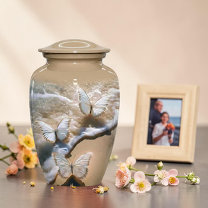 Butterfly Memorial Urn Metal Cremation <b>Keepsake</b> Vessel Adult <b>Ashes</b> Storage Decorative Funeral Tribute - Product Image 6