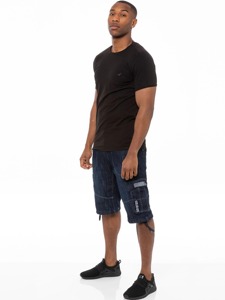 Pantalones Cortos Cargo Vintage de Verano para Hombre, Largos hasta la Rodilla, Multibolsillos, Vaqueros, Bordados, de Cintura Media, Lavado Oscuro, de Secado Rápido - Product Image 5