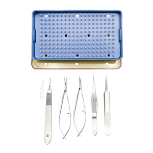 Kit Quirúrgico Oftálmico de Inicio para Consultorio, 7 Piezas, Pinzas de Precisión Manuales, Tijeras, Bisturí, Bandeja Reutilizable para Procedimientos Menores - Product Image 1