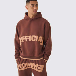 Survêtement d'hiver à capuche uni, coupe ample et décontractée, style classique, coupe-vent en molleton de coton pour homme - Product Image 1