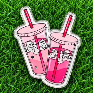 Posavasos de Acrílico Personalizado con Forma de Taza de Té Helado, Sostenible, con Logotipo Personalizado, para Pestañas, Bonito y con Forma de Bebida, Color Rosa - Product Image 6