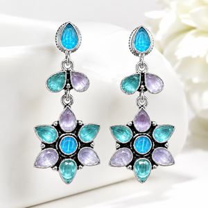 Proveedor Confiable, Pendientes Colgantes de Flor Monalisa, Joyería de Moda Étnica Vintage para Mujer, Chapado en Plata Antigua - Product Image 3