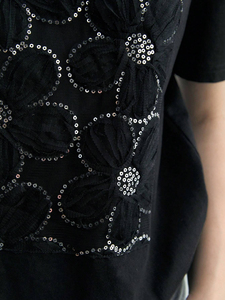 <b>Top</b> Selling OEM Custom Design Logo Black Rhinestone <b>Crystal</b> Casual Solid Women's T-Shirt Cotton Blend Breathable Streetwear - Product Image 6