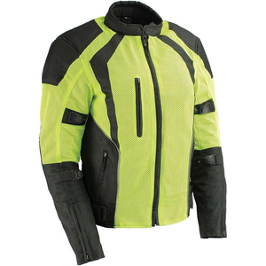 SAMROZ SPORTS MPL2793 High Vis Green with Black Armored Textile Unisex All Season Winter Reflective Mesh Motorcycle Jacket - Product Image 1